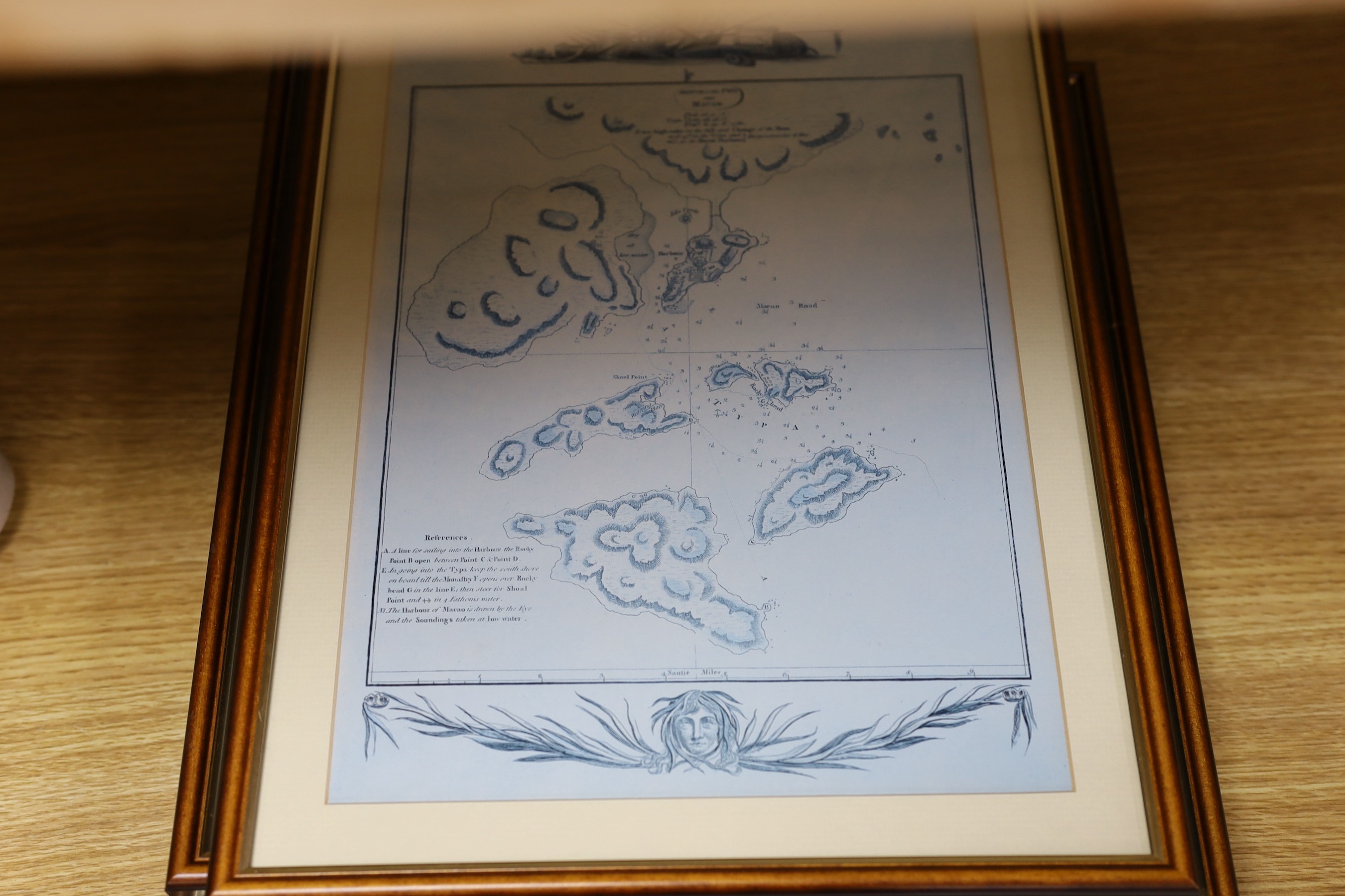 Nicholas Bellin, coloured engraving, Map of the Islands of the Riviere de Canton 1752 (c.1764), 22 x 31cm, an engraved map of Macao, 27 x 22cm and five reprints of maps of Macao